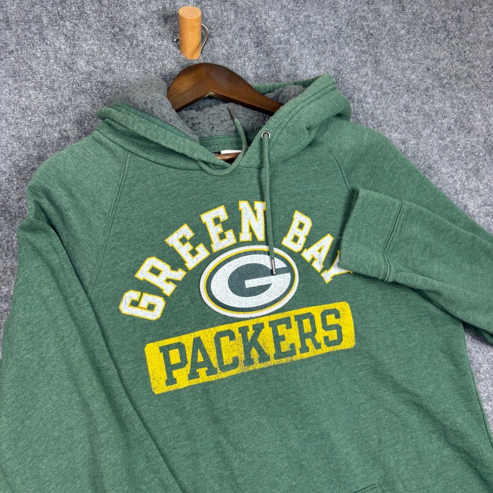 NFL Team Apparel Green Bay Packers Hoodie Mens Large Green Sherpa Lined Pullover